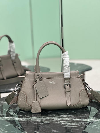 Prada Large Leather Tote Bag In Irregular Grain Gray 1BG604 - 35×22×11cm