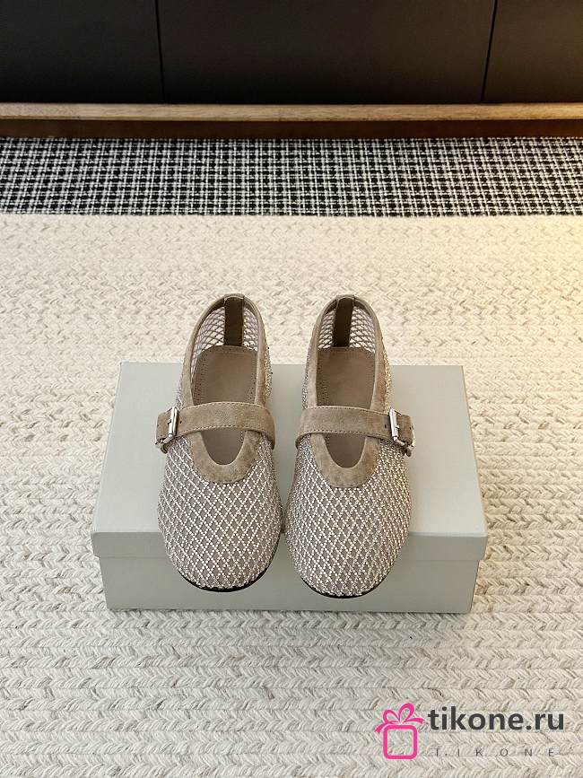 Alaia Ballet Flats In Strass Fishnet Gray  - 1