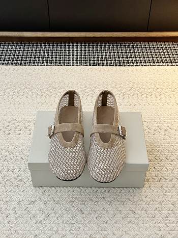 Alaia Ballet Flats In Strass Fishnet Gray 