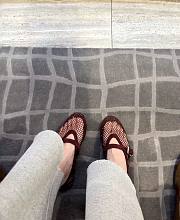 Alaia Ballet Flats In Strass Fishnet Red - 6