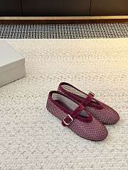 Alaia Ballet Flats In Strass Fishnet Red - 3