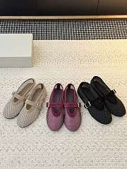 Alaia Ballet Flats In Strass Fishnet Red - 2