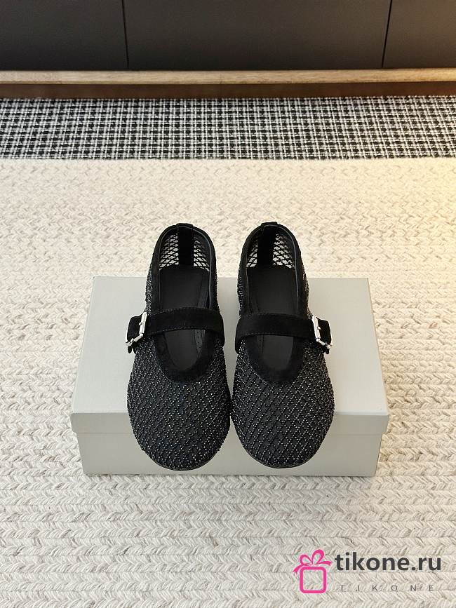 Alaia Ballet Flats In Strass Fishnet Black - 1