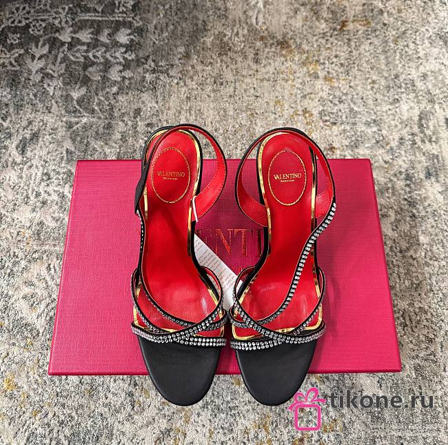 Valentino Garavani 105mm Dans Le Foyer Crystal-Embellished Slingback Sandals Black - 1