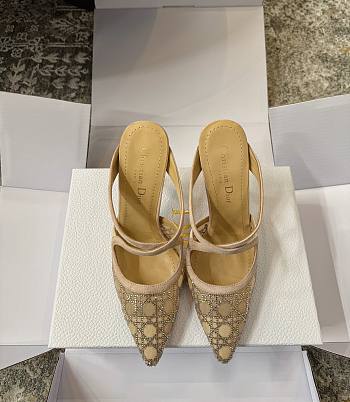 Dior Capture Heeled Mule Nude Satin with Strass Cannage Motif 10cm 