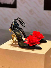 Christian Louboutin Bellarose 100mm Strappy Pumps Crepe Satin Black - 5