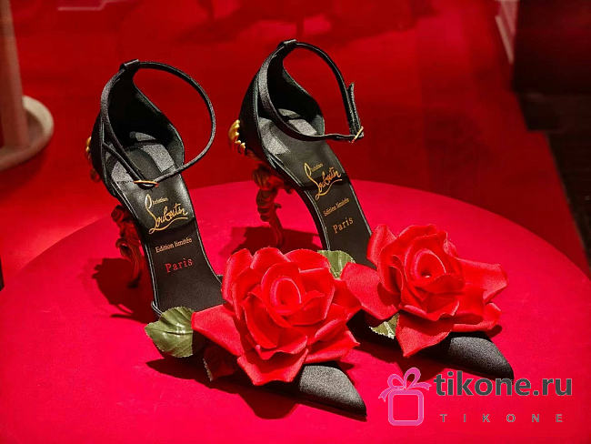 Christian Louboutin Bellarose 100mm Strappy Pumps Crepe Satin Black - 1