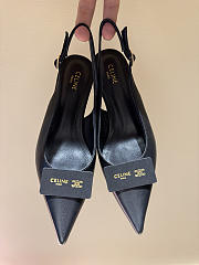 Celine Signature Slingback With Label In Lambskin Black - 6