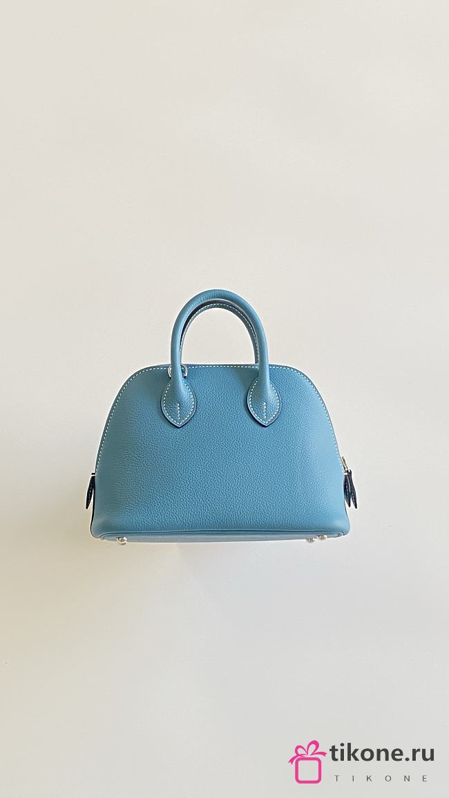Hermes Mini Bolide Bag Evercolor Leather Blue Jean - 18.5x14.5x7.5cm - 1
