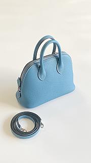 Hermes Mini Bolide Bag Evercolor Leather Blue Jean - 18.5x14.5x7.5cm - 4