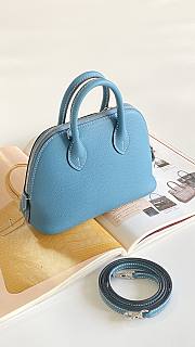 Hermes Mini Bolide Bag Evercolor Leather Blue Jean - 18.5x14.5x7.5cm - 3