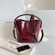YSL Le 37 Mini In Patent Leather Bordeaux - 15x13x6cm  - 1