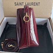 YSL Le 37 Mini In Patent Leather Bordeaux - 15x13x6cm  - 5