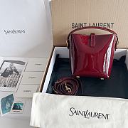 YSL Le 37 Mini In Patent Leather Bordeaux - 15x13x6cm  - 2