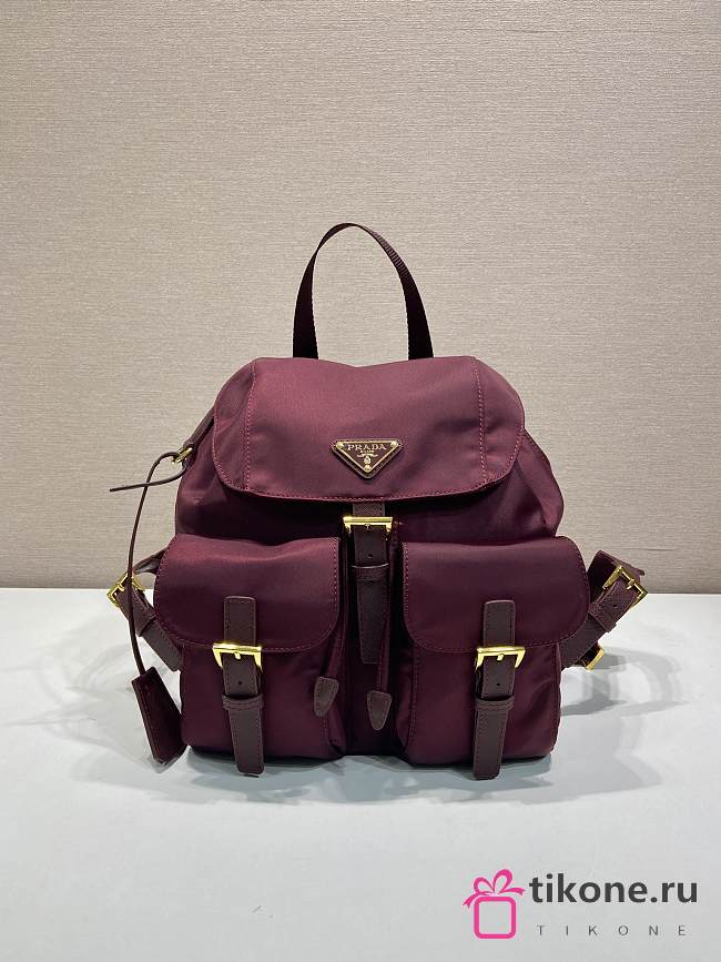 Prada Burgundy Small Re-nylon Backpack 1BZ677 - 28×23.5×12cm - 1