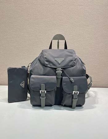 Prada Gray Medium Re-nylon Backpack 1BZ811 - 32x30x15cm