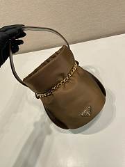Prada Petit Sac Noir Mini Re-Nylon And Nappa Leather Bucket Bag Brown 1BE088 - 10x15x6cm - 6