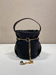 Prada Petit Sac Noir Mini Re-Nylon And Nappa Leather Bucket Bag Black 1BE088 - 10x15x6cm - 5