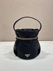 Prada Petit Sac Noir Mini Re-Nylon And Nappa Leather Bucket Bag Black 1BE088 - 10x15x6cm - 3