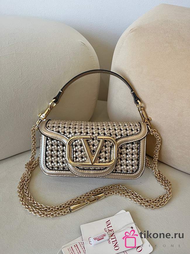 Valentino Garavani Loco Small Woven Metallic Shoulder Bag - 20x11x5cm - 1