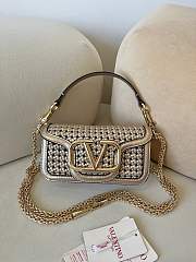 Valentino Garavani Loco Small Woven Metallic Shoulder Bag - 20x11x5cm - 1