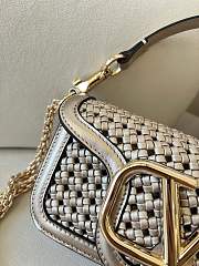 Valentino Garavani Loco Small Woven Metallic Shoulder Bag - 20x11x5cm - 4
