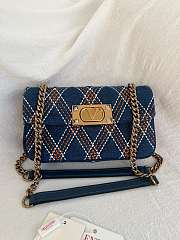 Valentino Garavani Quiltie 67 Small Denim Top Handle Bag - 22x11x5cm - 1