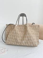 Valentino Garavani Medium Toile Iconographe Raffia Tote - 35x25x17cm - 5