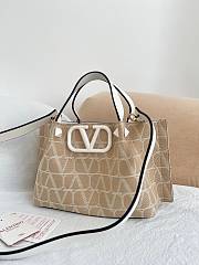 Valentino Garavani Small Toile Iconographe Raffia Tote - 25x18x12cm - 6