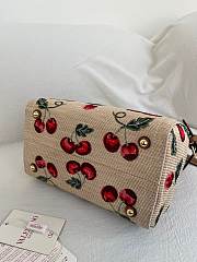 Valentino Garavani Antibes Small Shopping Bag In Jacquard Raffia With Cherryfic Pattern - 22x19x12cm - 6