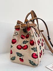 Valentino Garavani Antibes Small Shopping Bag In Jacquard Raffia With Cherryfic Pattern - 22x19x12cm - 3