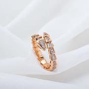 Bvlgari Serpenti Viper 18KT Rose Gold Ring Set With Full Pave Diamonds - 1