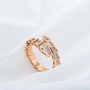 Bvlgari Serpenti Viper 18KT Rose Gold Ring Set With Full Pave Diamonds - 5