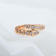 Bvlgari Serpenti Viper 18KT Rose Gold Ring Set With Full Pave Diamonds - 4
