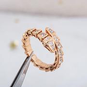 Bvlgari Serpenti Viper 18KT Rose Gold Ring Set With Full Pave Diamonds - 2