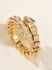 Bvlgari Serpenti Viper 18KT Gold Ring Set With Full Pave Diamonds - 3