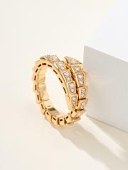 Bvlgari Serpenti Viper 18KT Gold Ring Set With Full Pave Diamonds - 2