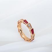 Bvlgari Serpenti Viper 18k Rose Gold Diamond & Carnelian Ring Red - 4