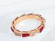 Bvlgari Serpenti Viper 18k Rose Gold Diamond & Carnelian Ring Red - 2