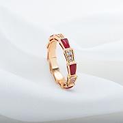 Bvlgari Serpenti Viper 18k Rose Gold Diamond & Carnelian Ring Red - 6