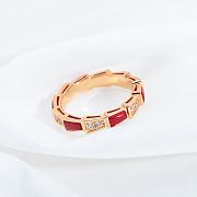 Bvlgari Serpenti Viper 18k Rose Gold Diamond & Carnelian Ring Red - 3