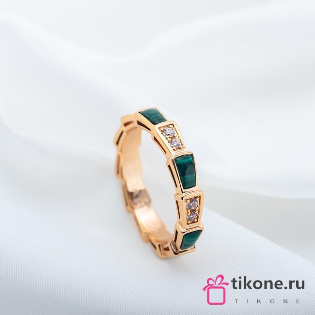 Bvlgari Serpenti Viper 18k Rose Gold Diamond & Carnelian Ring Green - 1