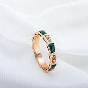 Bvlgari Serpenti Viper 18k Rose Gold Diamond & Carnelian Ring Green - 1