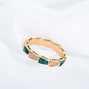 Bvlgari Serpenti Viper 18k Rose Gold Diamond & Carnelian Ring Green - 2