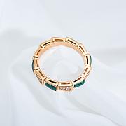 Bvlgari Serpenti Viper 18k Rose Gold Diamond & Carnelian Ring Green - 4