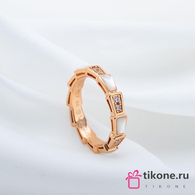 Bvlgari Serpenti Viper 18k Rose Gold Diamond & Carnelian Ring White - 1