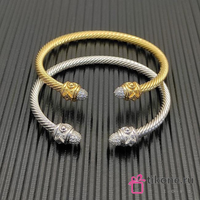 David Yurman Renaissance Cablespira Bracelet 18K Yellow Gold/ Silver With Diamonds 3.5mm - 1