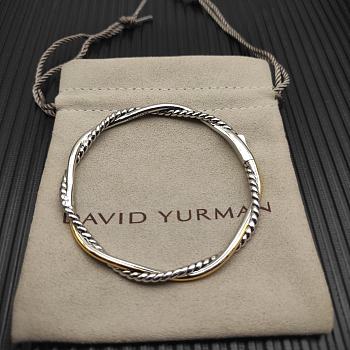David Yurman Petite Infinity Bracelet Sterling Silver with 14K Yellow Gold 4.4mm