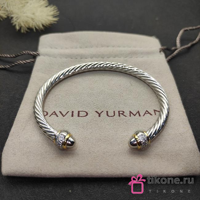 David Yurman Cable Bracelet in Sterling Silver with 18K Yellow Gold with Diamonds 5mm - 1