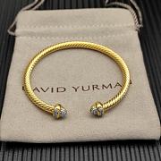 David Yurman Cable Bracelet in Sterling Silver with 14K Yellow Gold and Pave Diamond Domes 5mm - 1